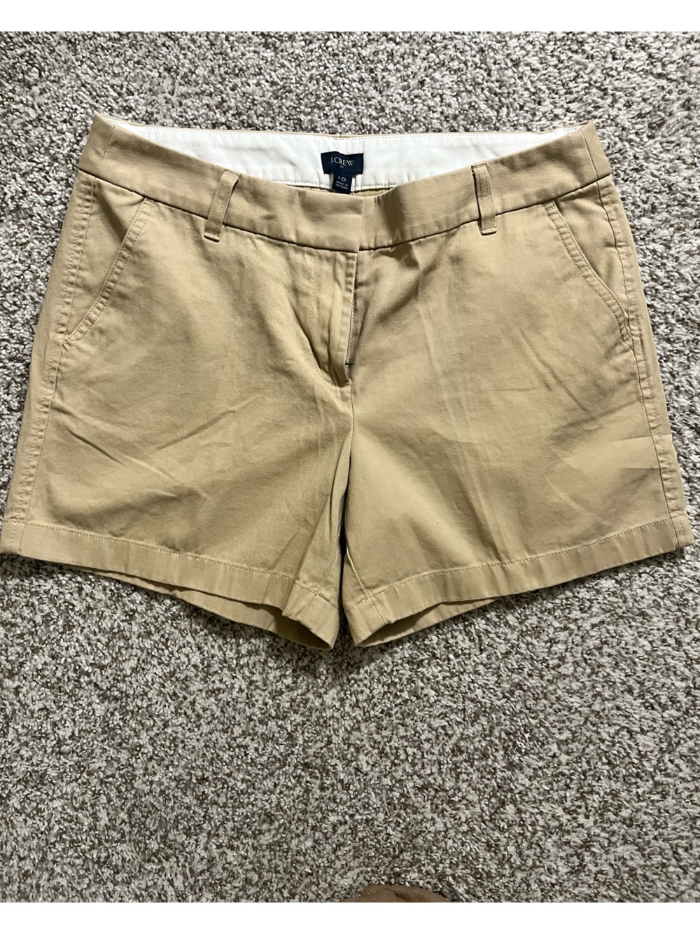 J. Crew Women's Flat Front Chino Shorts in Khaki